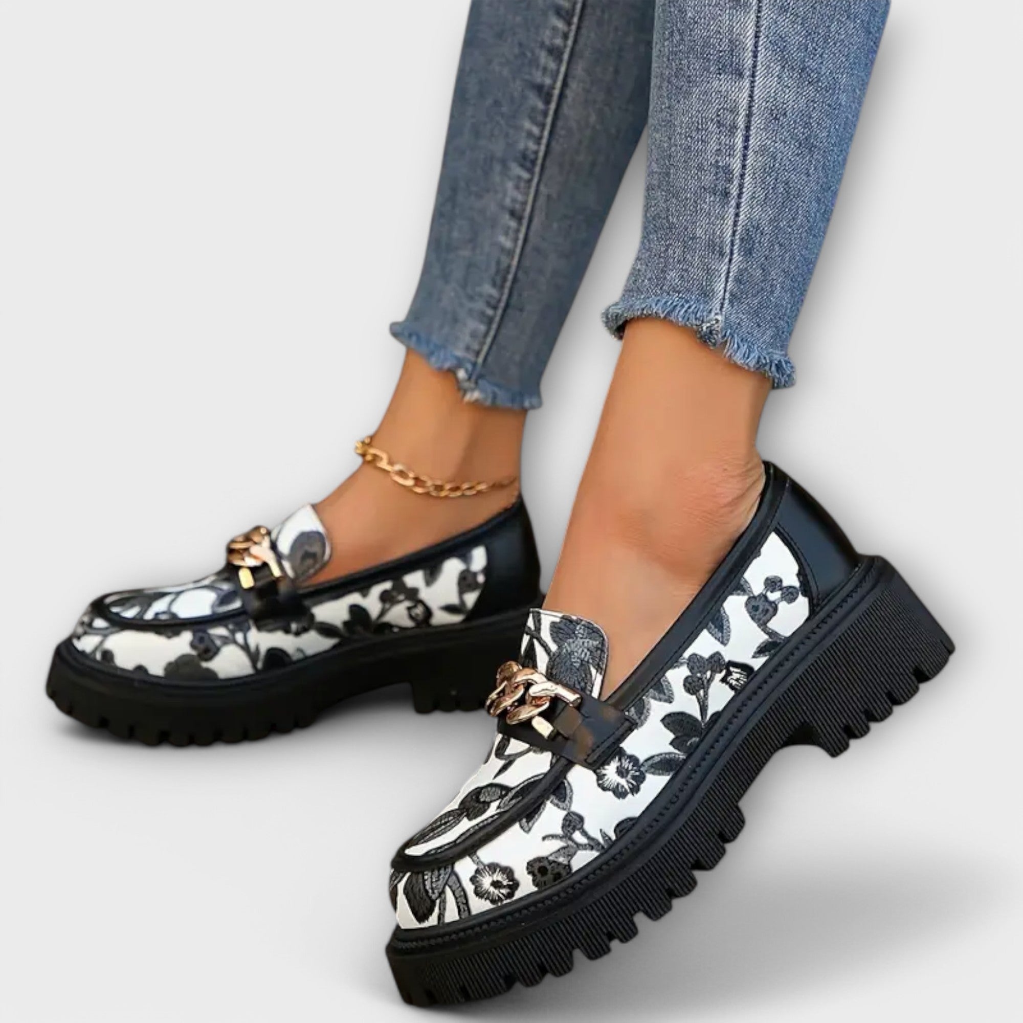 Primrose | Retro květinové robustní mokasíny