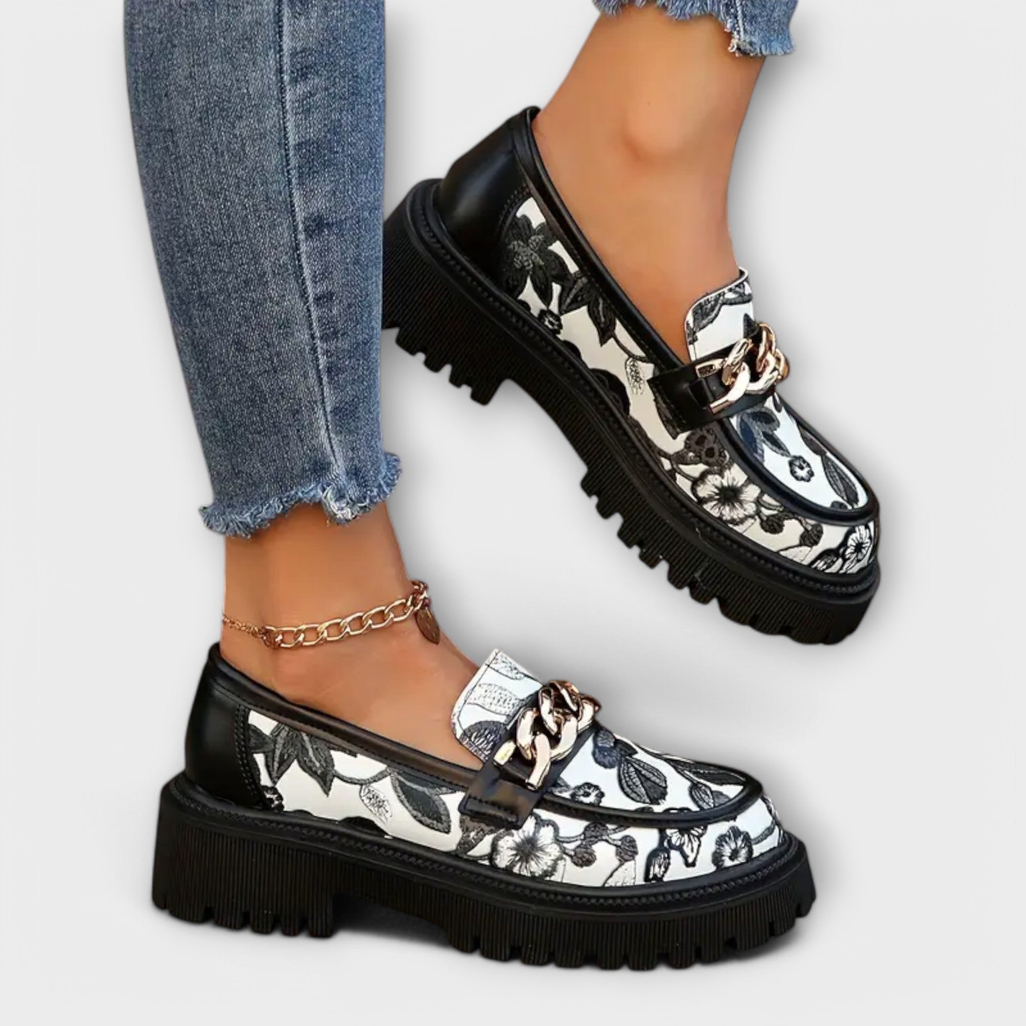 Primrose | Retro květinové robustní mokasíny